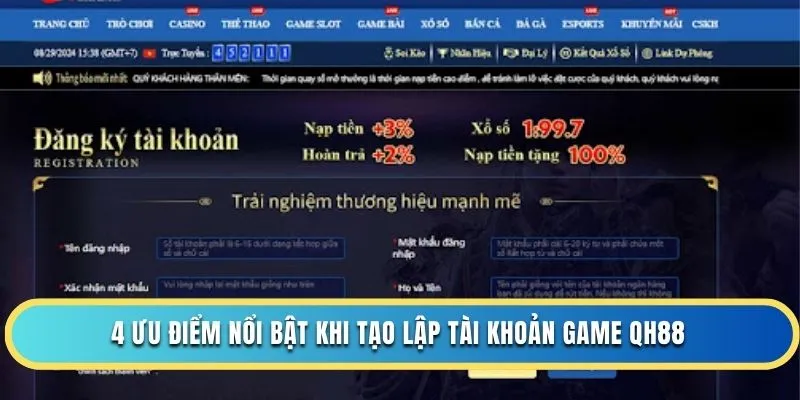 4 ưu điểm nổi bật khi tạo lập tài khoản game QH88